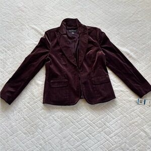 INC International Concepts Women's Velvet Blazer - Rich Burgundy